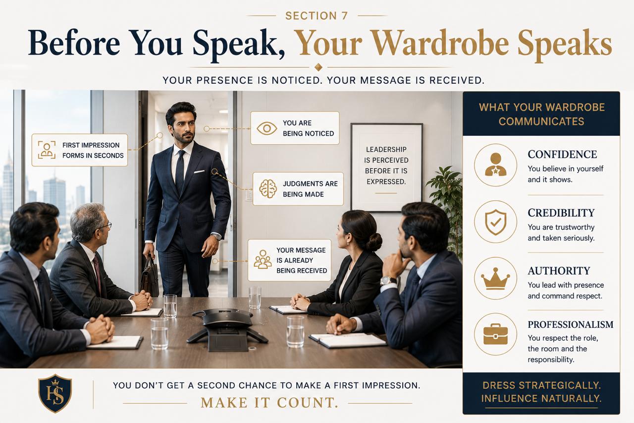 Before you speak, your wardrobe speaks — confidence, credibility, authority, professionalism